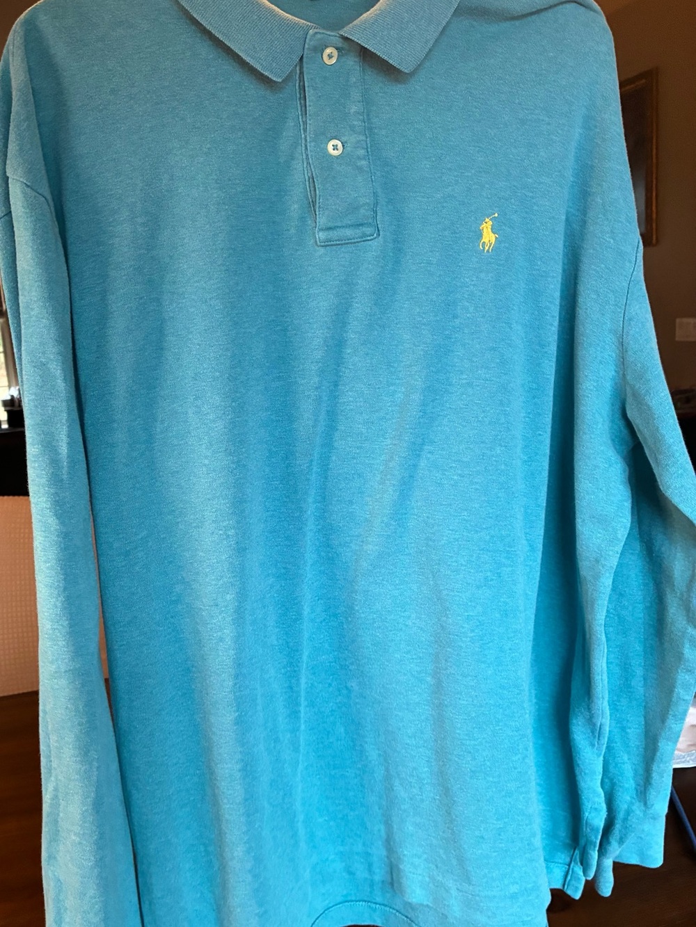 Ralph Lauren Long Sleeve Polo Shirt - Blue with Yellow Logo